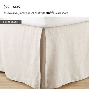 Pottery Barn 🌺 Belgian Flax Linen Bed Skirt Queen New Open Pack 18”